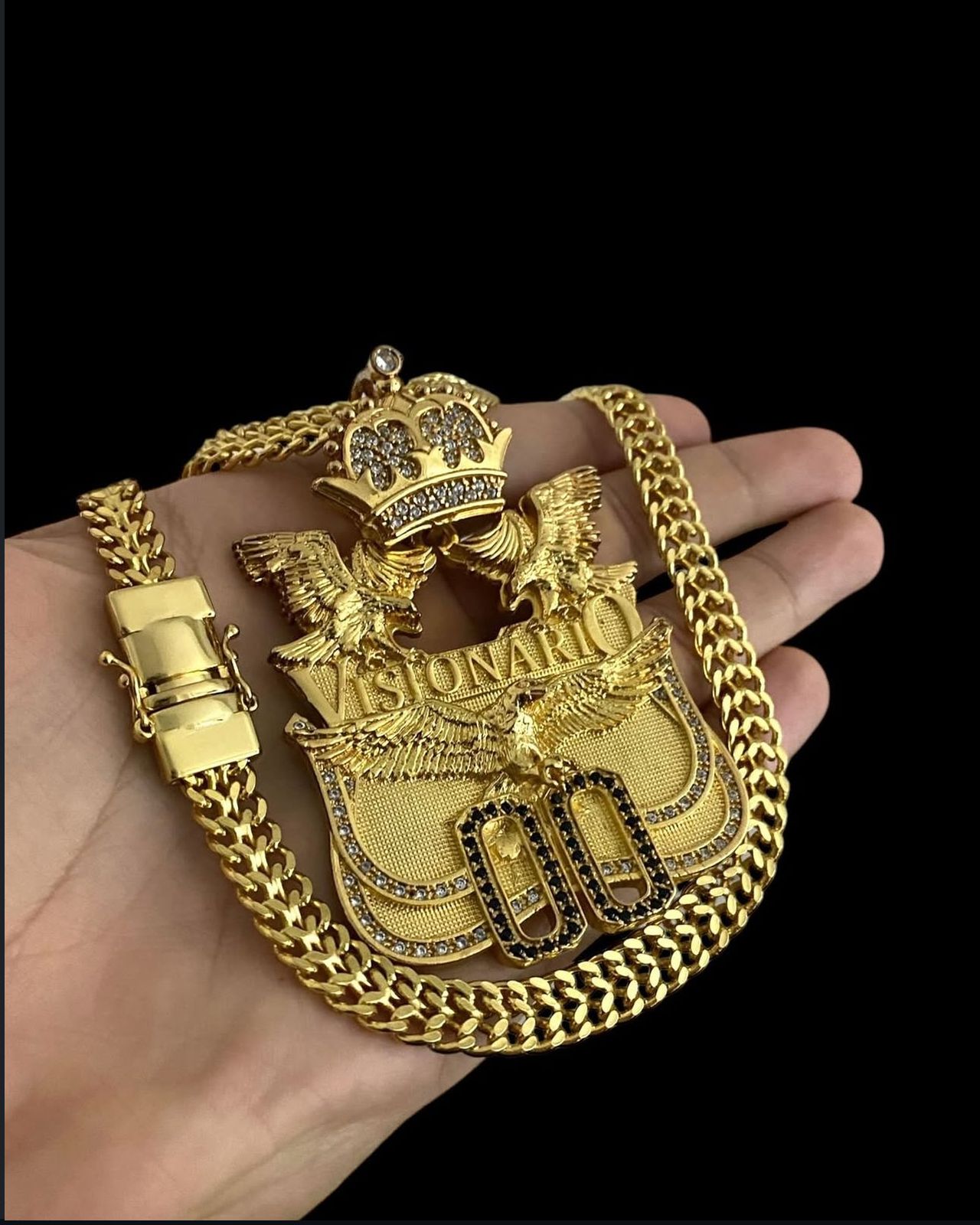 CORDÃO VISIONARIO + PINGENTE BANHADO A OURO 18K