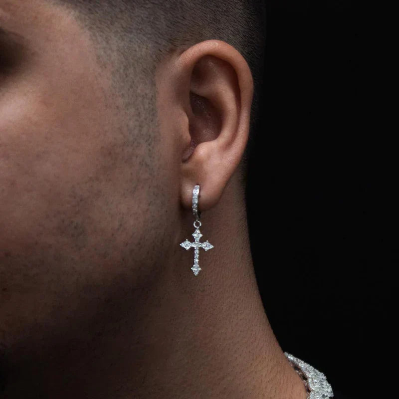 Brincos Masculinos de Prata Argola Vitoriano cravejados
