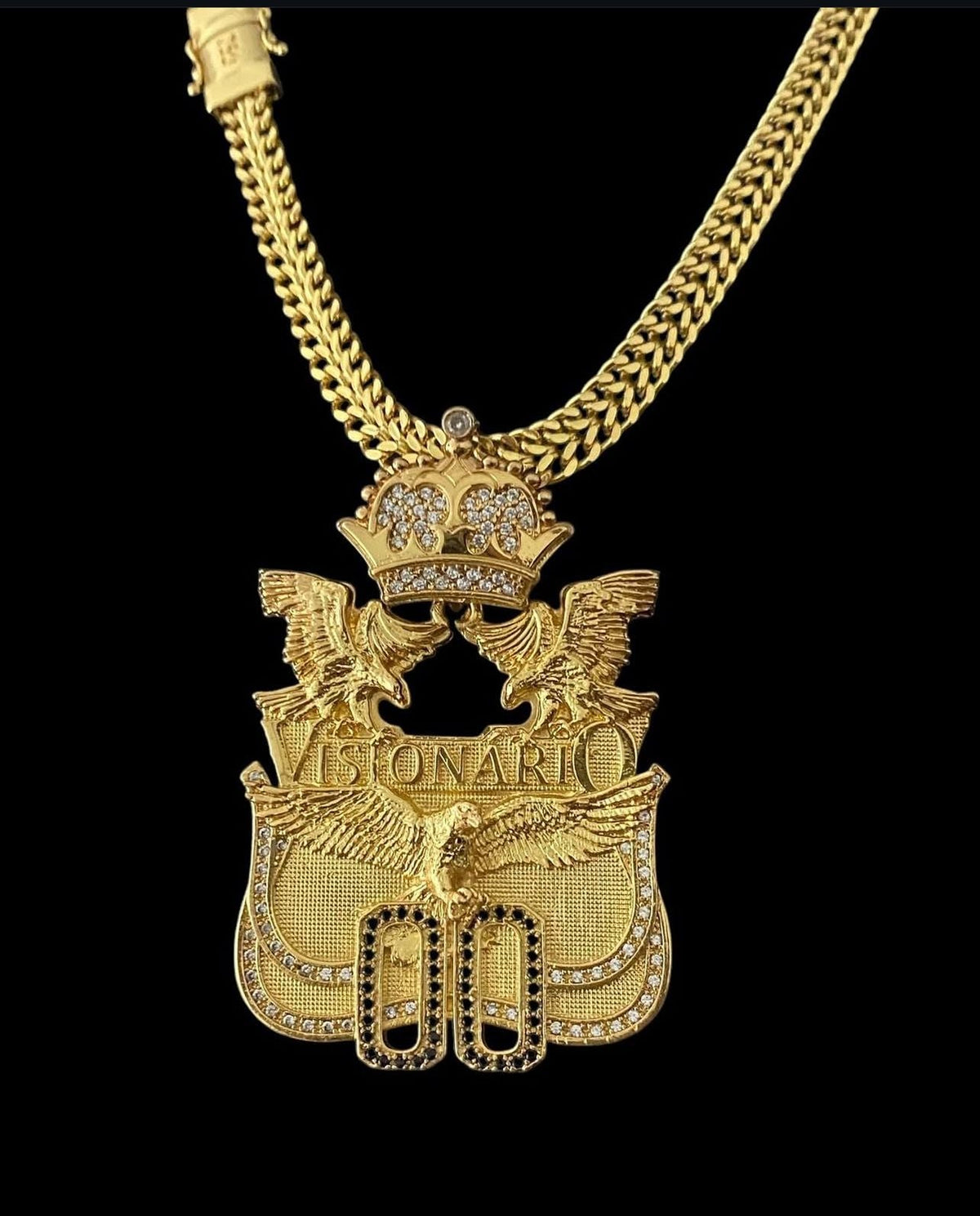 CORDÃO VISIONARIO + PINGENTE BANHADO A OURO 18K