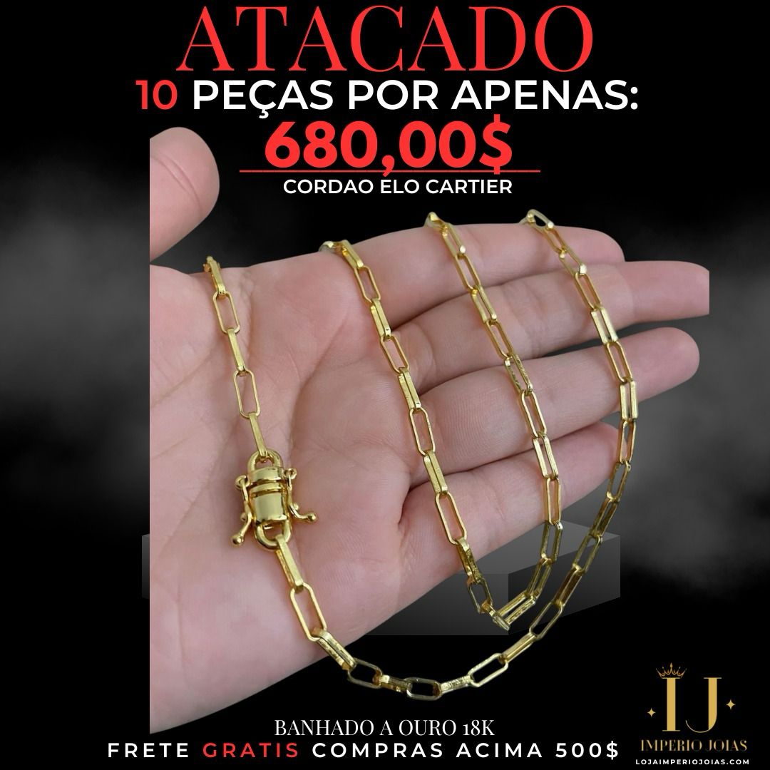 ATACADO - 10 CORRENTINHA CARTIER BANHADO A OURO 18K