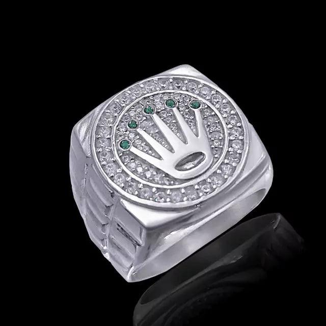 ANEL ROLEX SUBMARINE CRAVEJADO - Prata 950