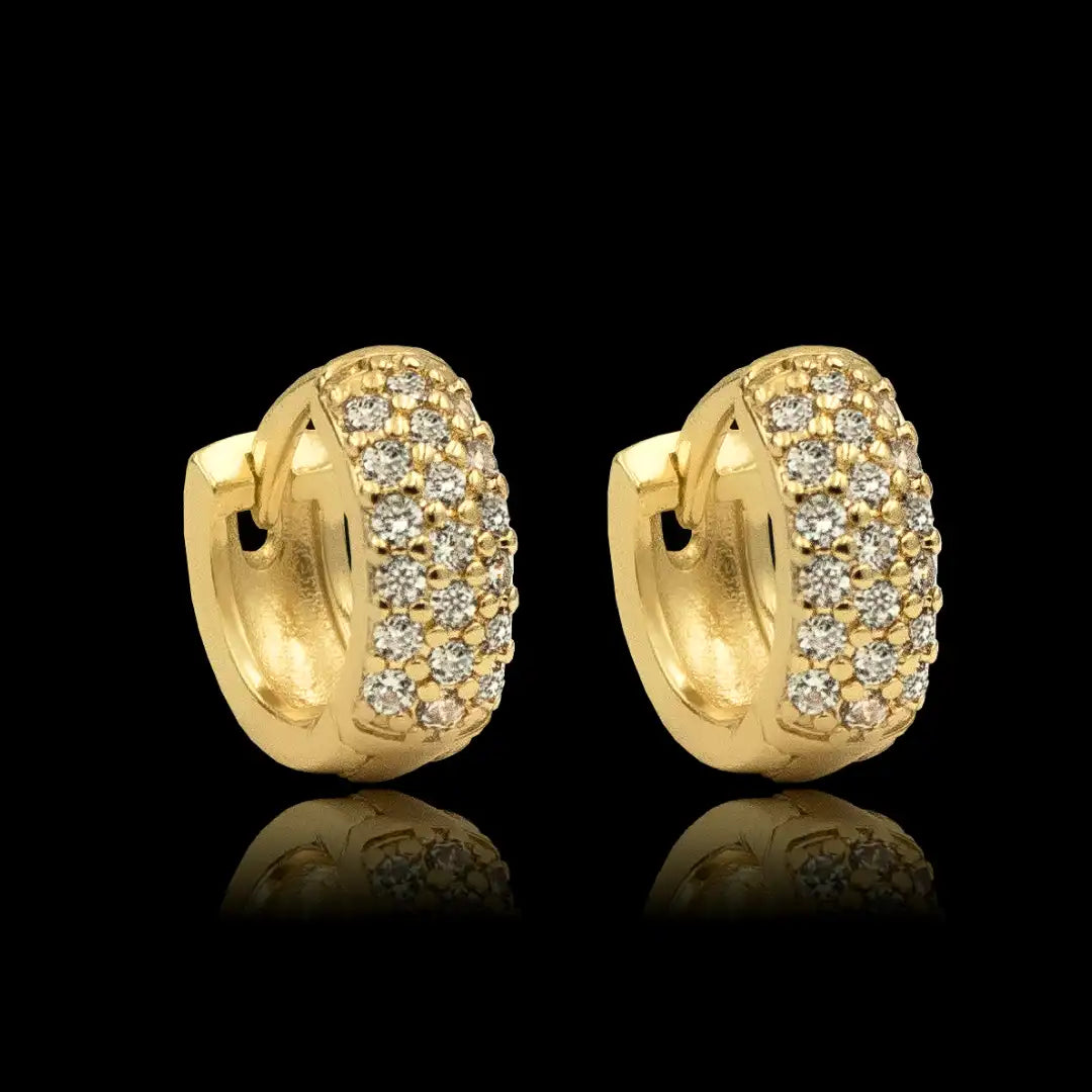 Argolas cravejadas Round 12mm Banhado a Ouro 18k