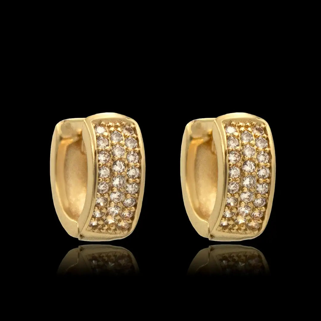 Argolas cravejadas 12mm Banhado a Ouro 18k