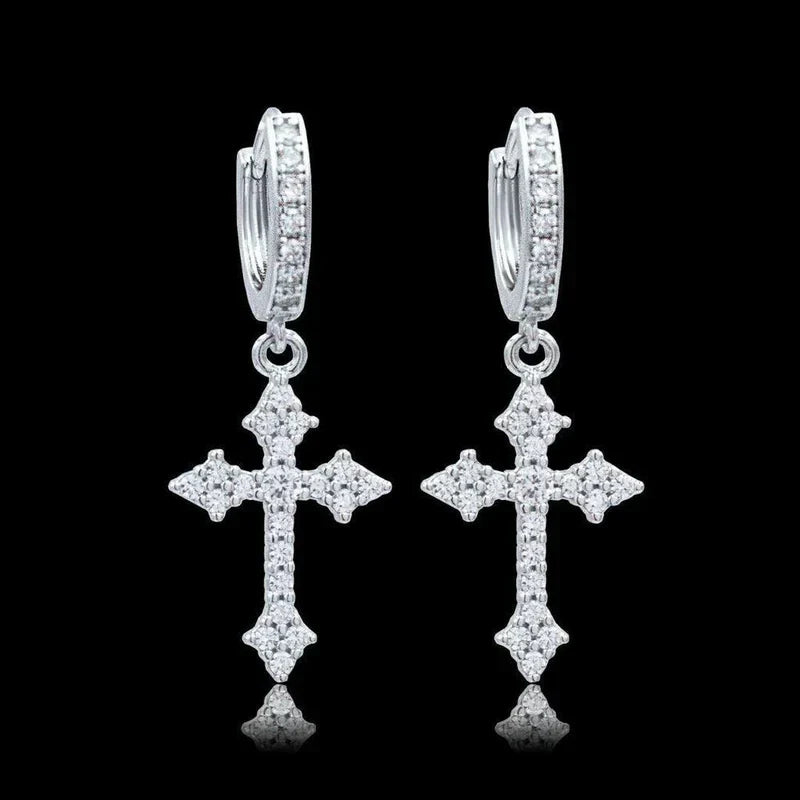 Brincos Masculinos de Prata Argola Vitoriano cravejados