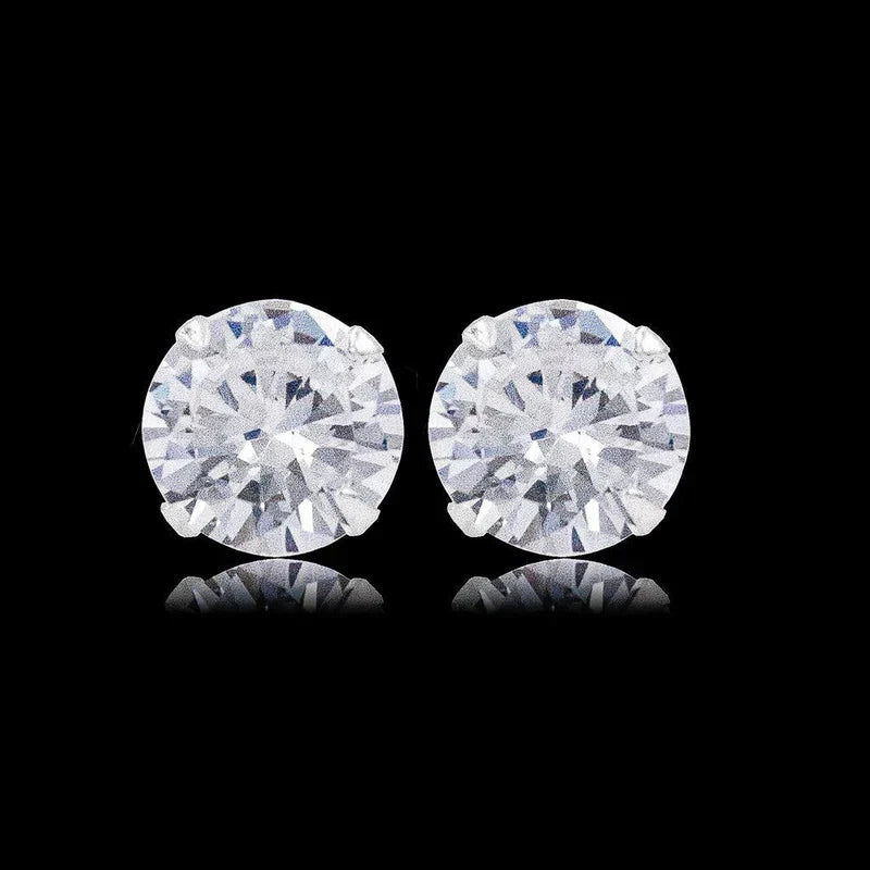 PAR DE BRINCOS ZIRCÔNIA DIAMANTE 10mm - Prata 925