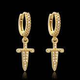 Brincos Argola Blade cravejado Banhado a Ouro 18k