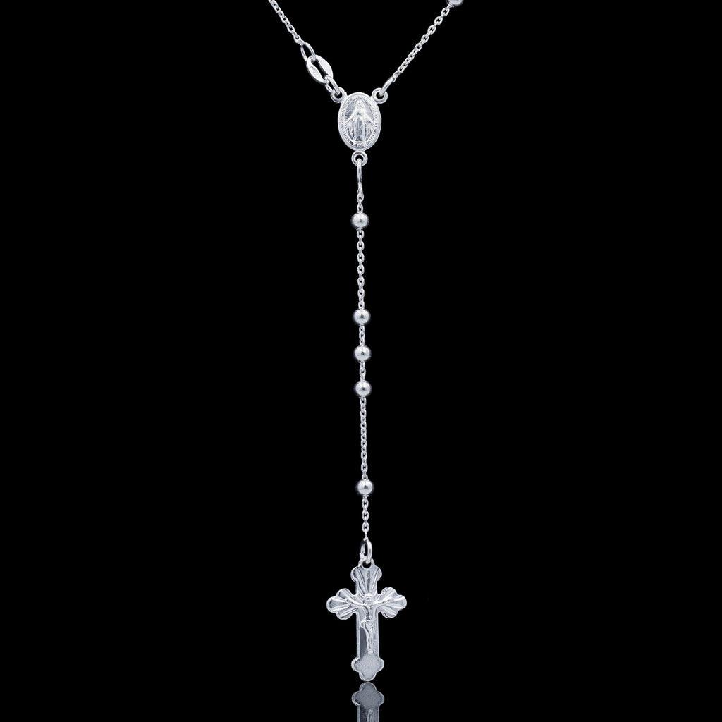 Colar Terço Nossa Sra. Graças - 60cm - Prata 925