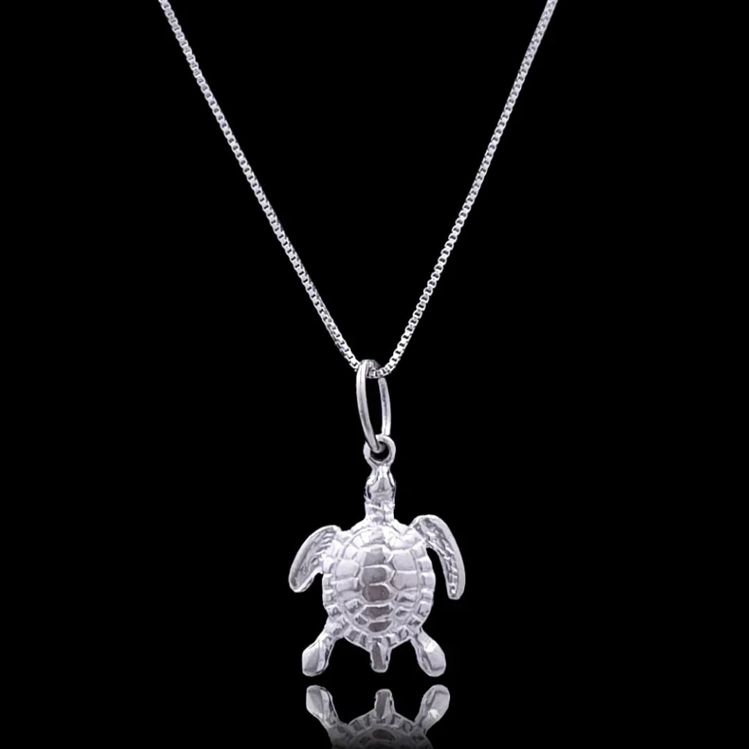 Conjunto Turtle - Corrente 1mm 45cm com pingente Turtle Prata 925