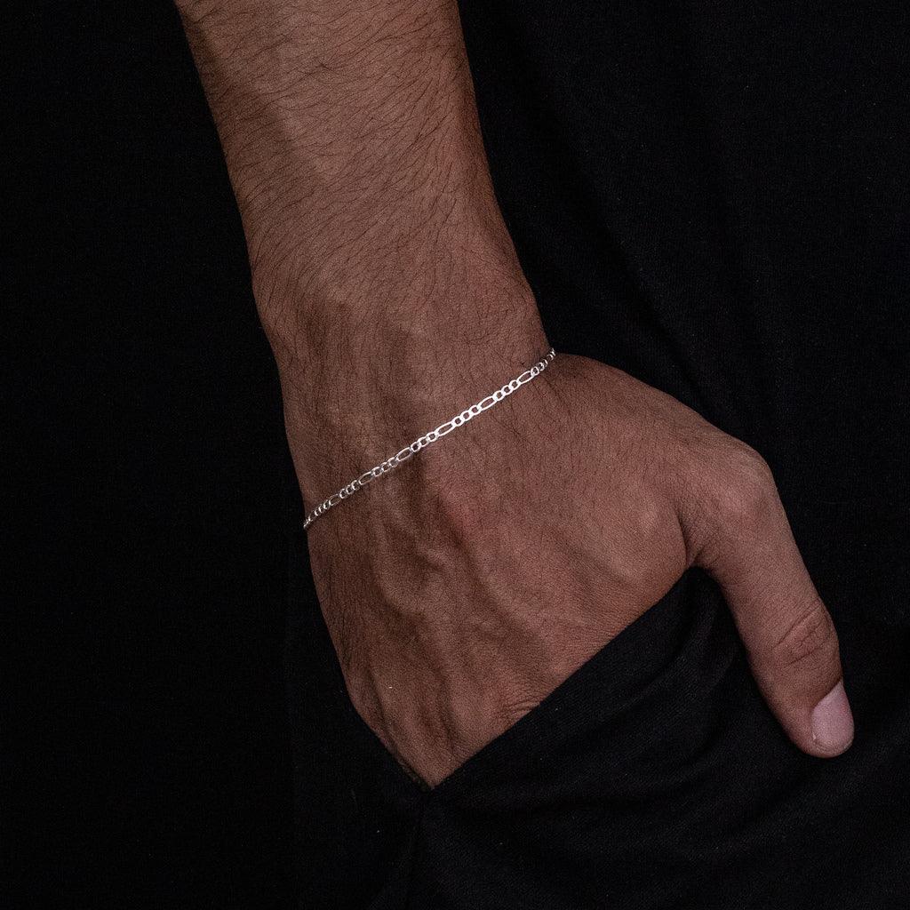 Pulseira 3x1  Fígaro 2,5mm - Prata 925