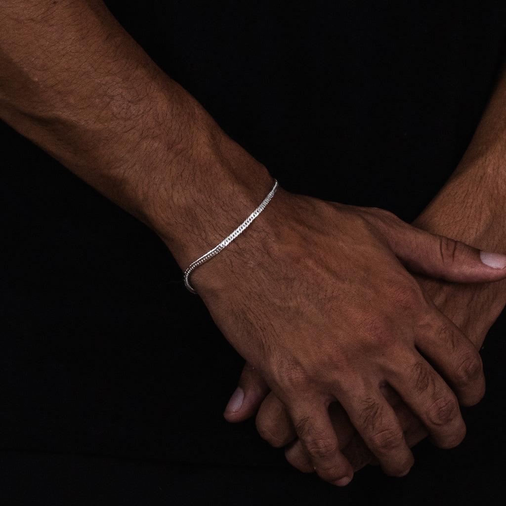 Pulseira de Prata Masculina Grumet Dupla 3mm