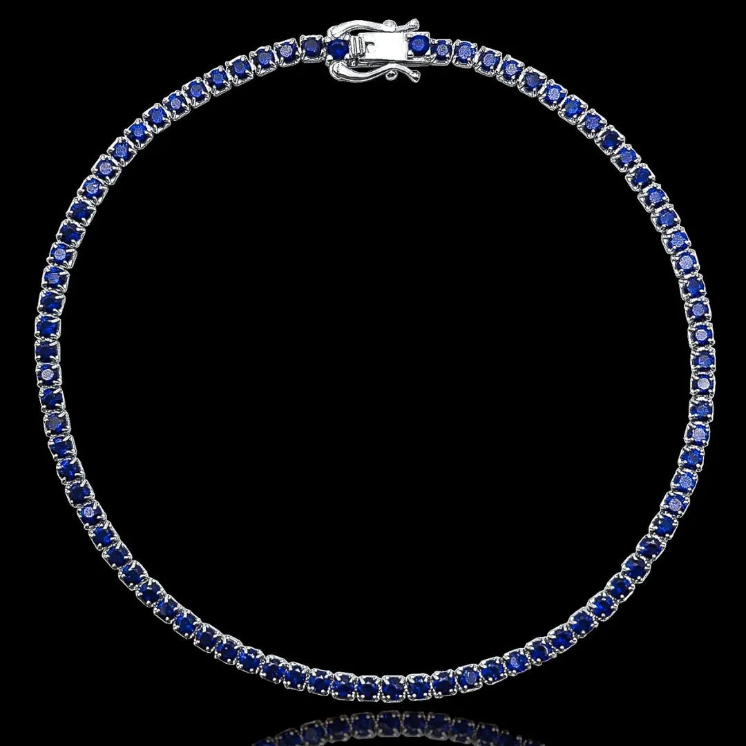 PULSEIRA TÊNNIS RIVIERA BLUE 2mm - Prata 925